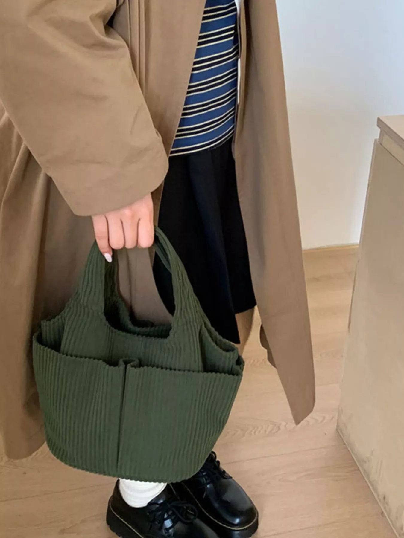 Corduroy Solid Color Handbag