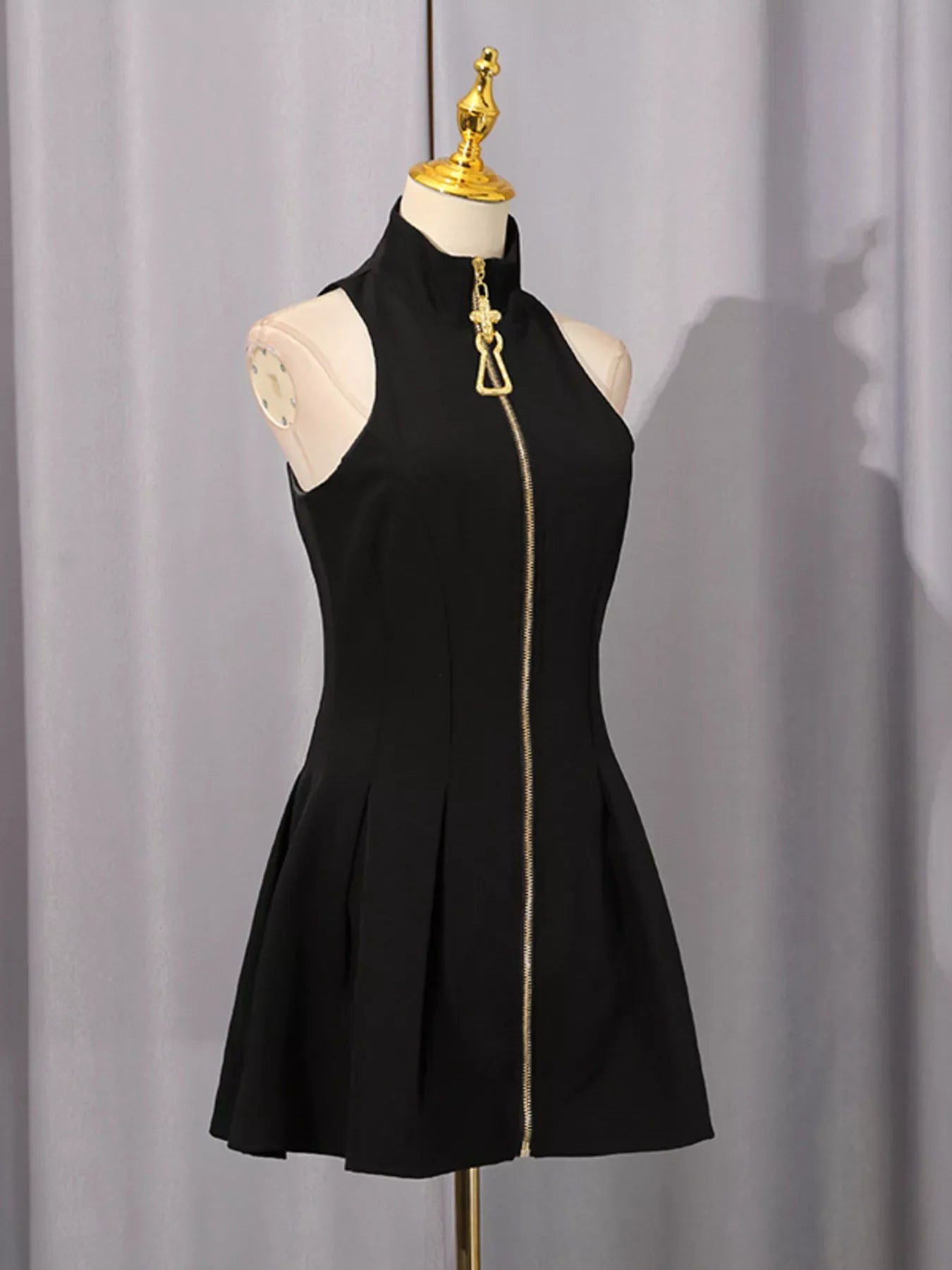 Zip Up Sleeveless Mini Dress