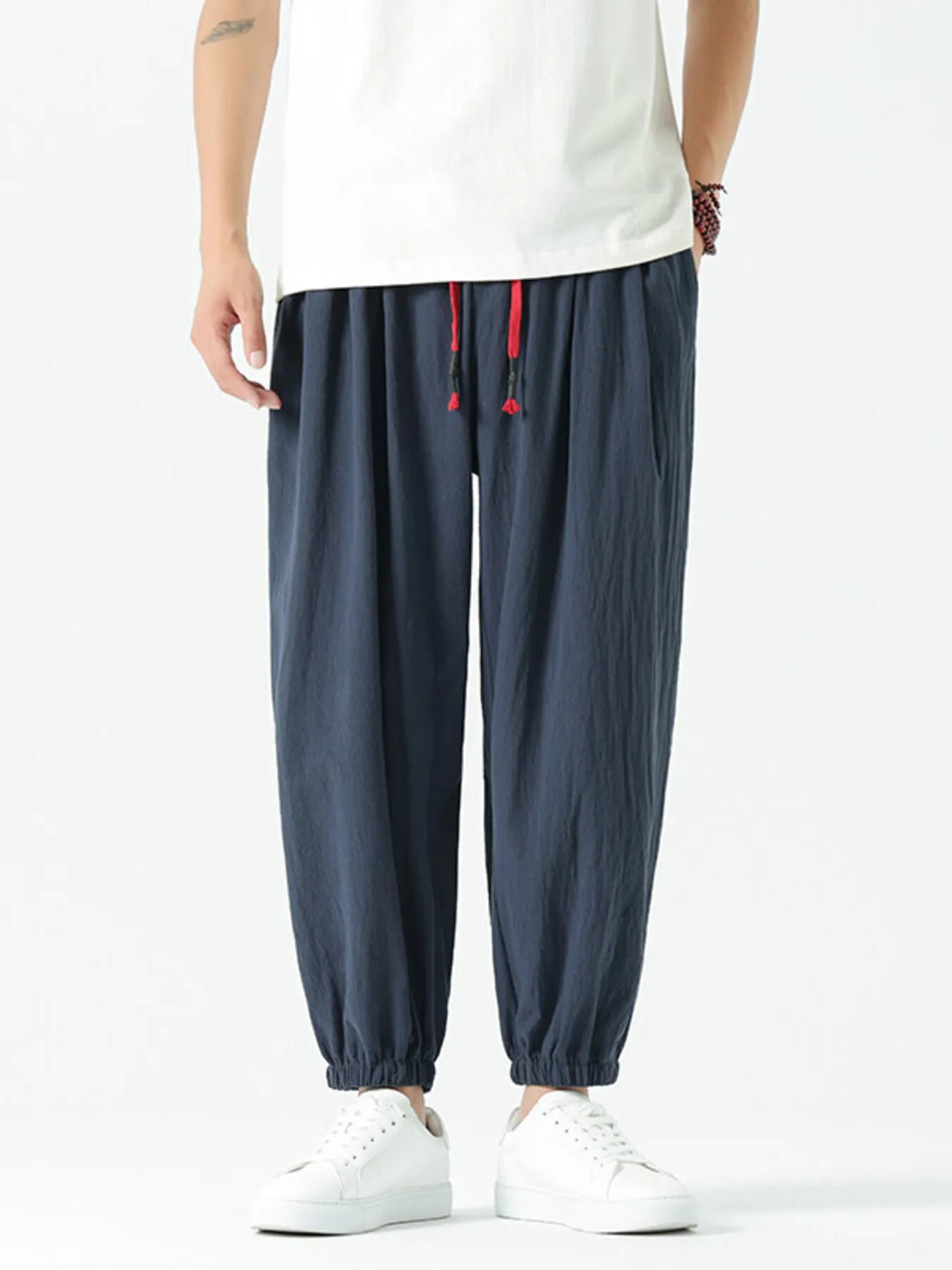 Men's Drawstring Wide Leg Relaxed Fit Pants