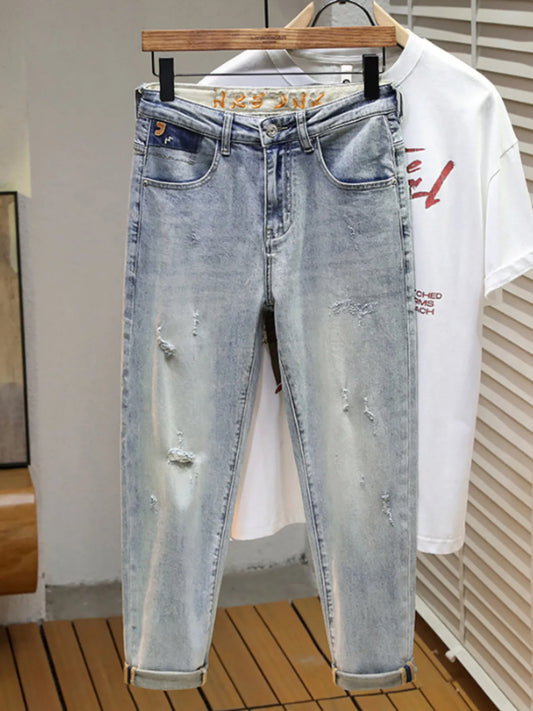 Men's Distressed Wide Leg Jeans