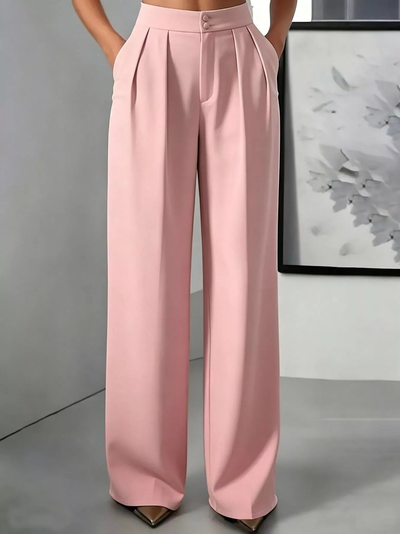 High-Waisted Pleated Wide-Leg Pants