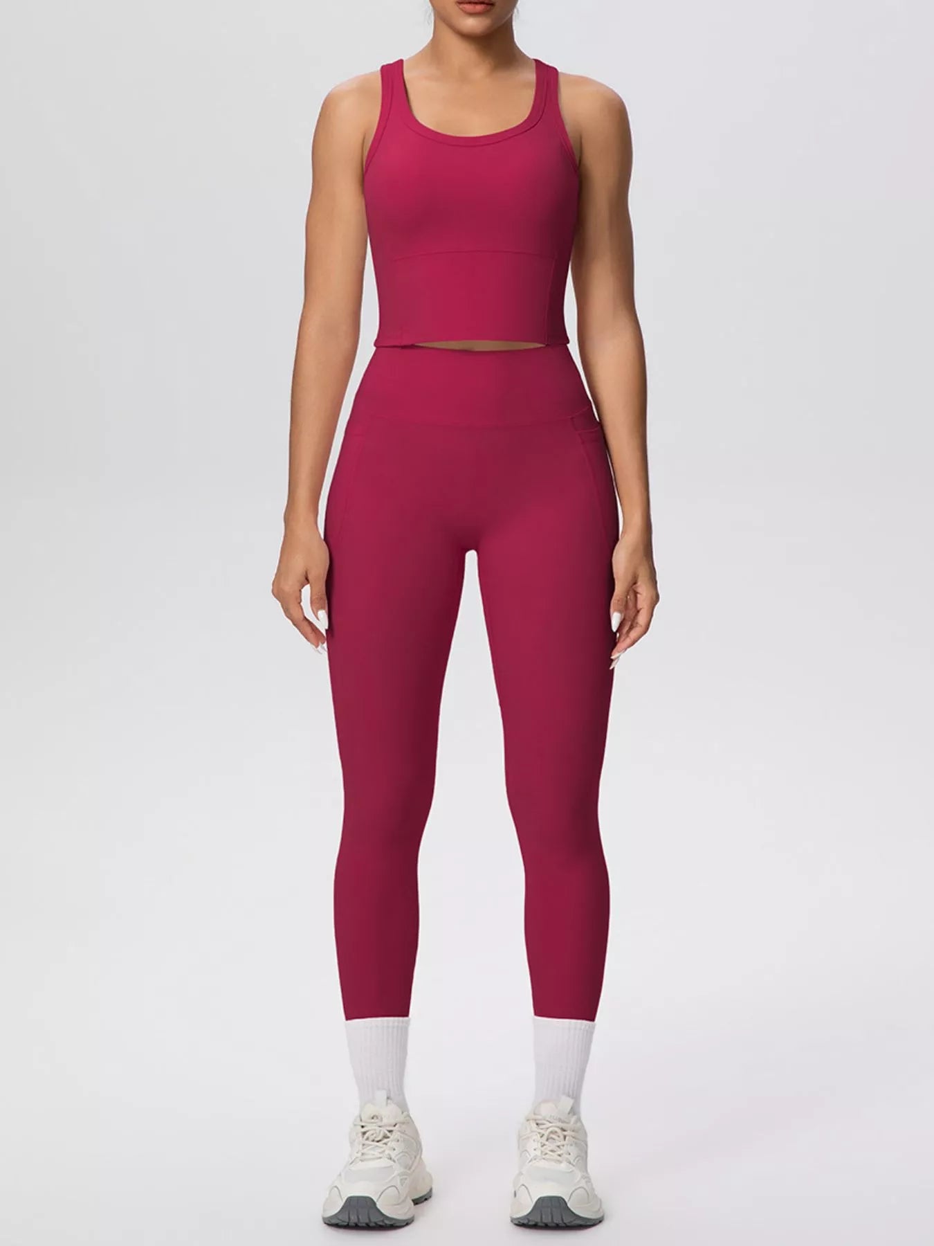 Scoop Neck Tank and High-Waisted Leggings Active Set