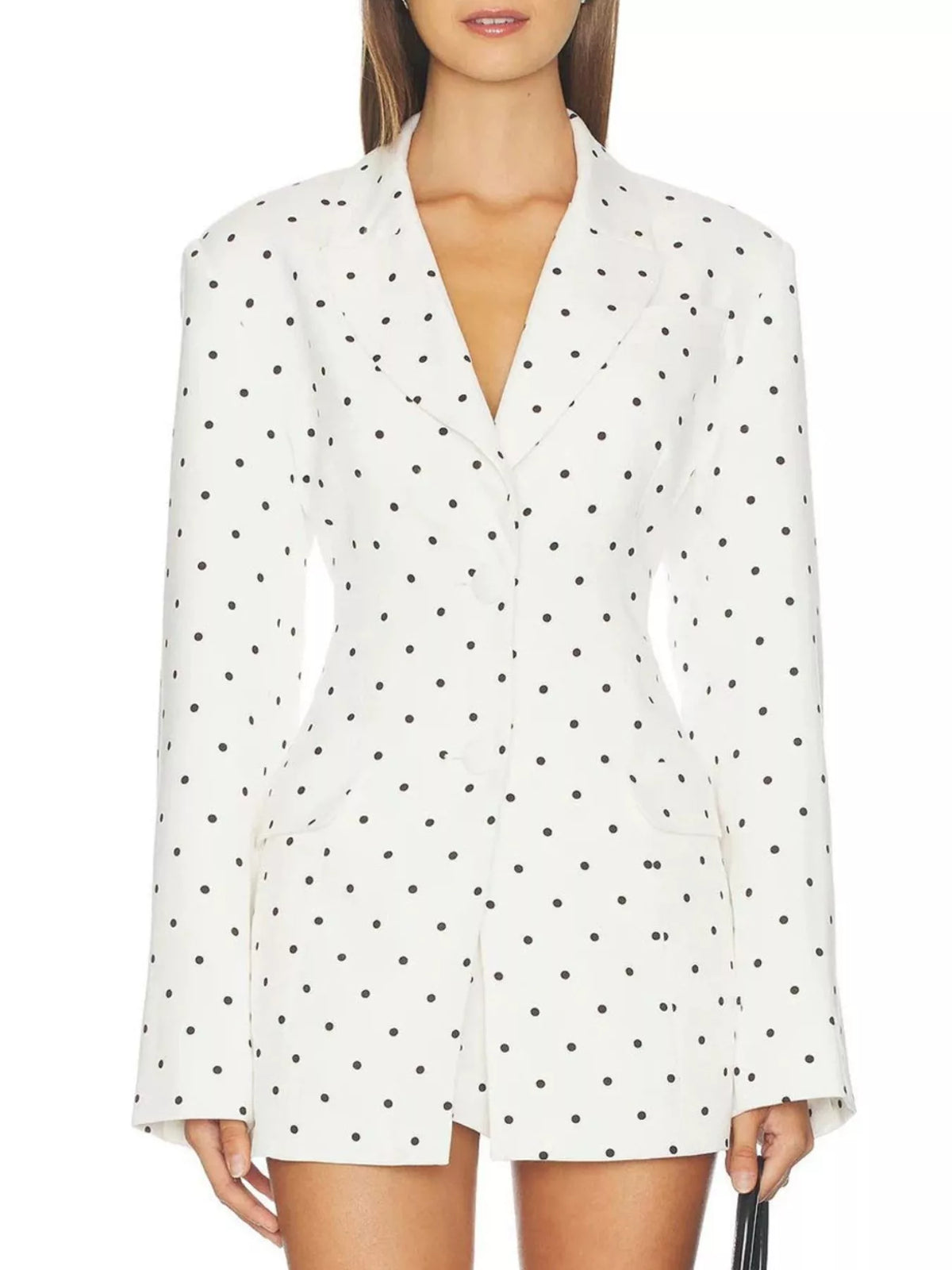 Polka Dot Single-Breasted Blazer