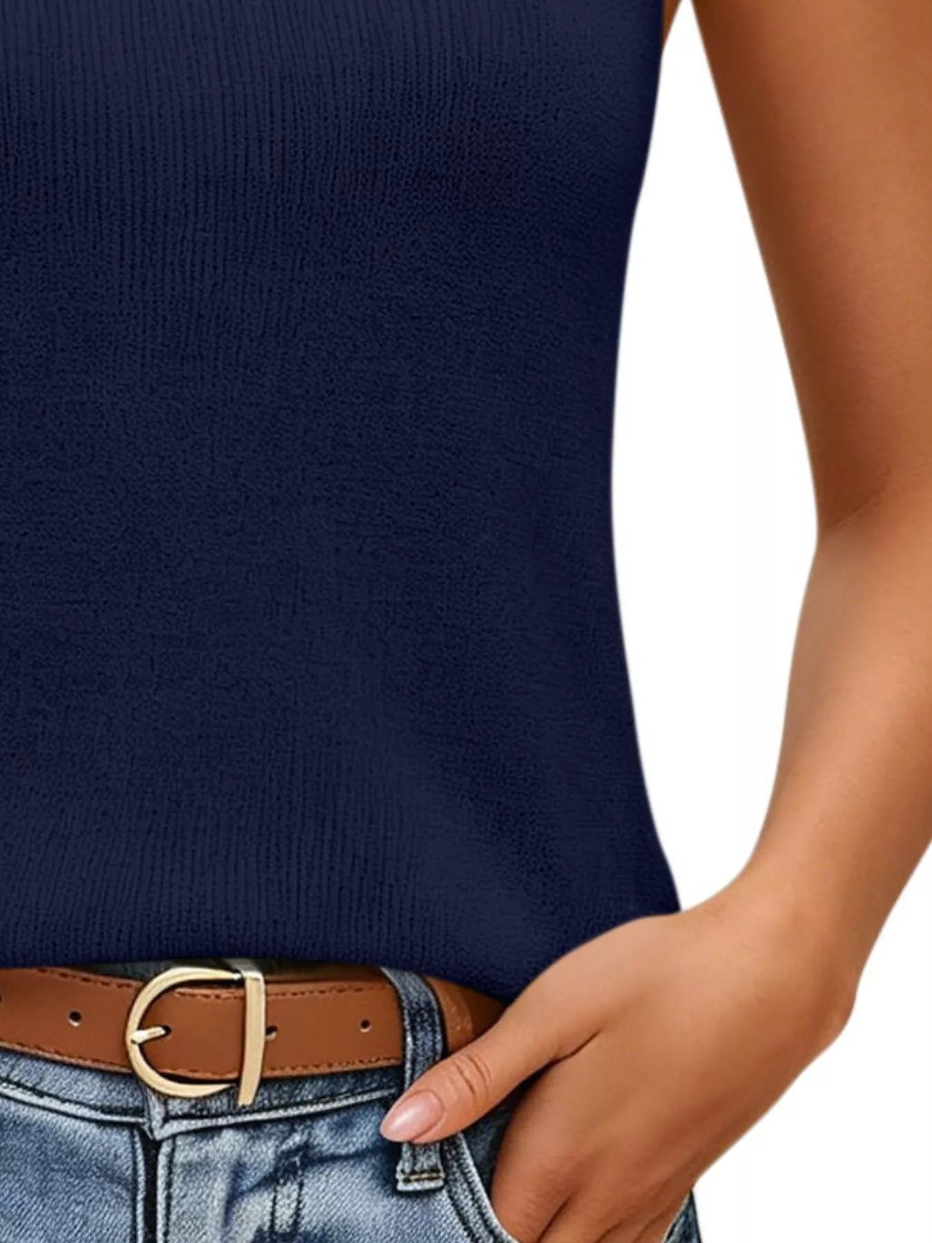 V-Neck Ribbed Knit Tank Top
