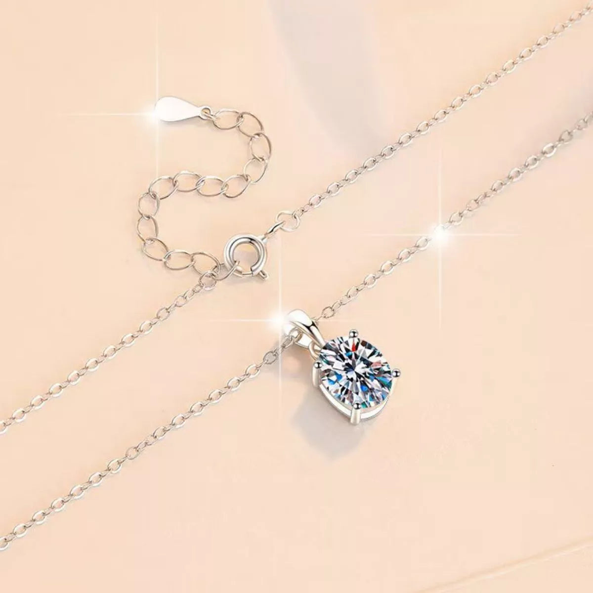 2 Carat Moissanite 925 Sterling Silver Necklace