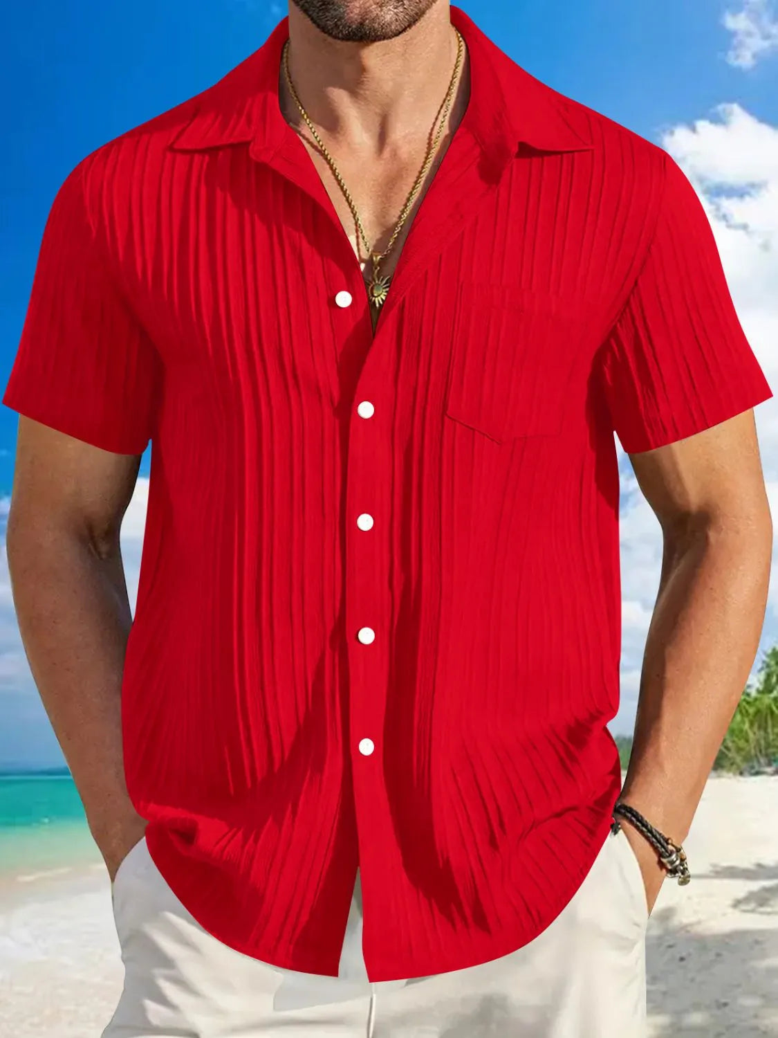 Men's Full Size Button Up Short Sleeve Shirt Plus Size