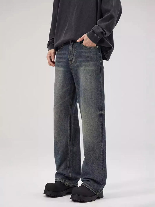 Men's Full Size Vintage Wash Relaxed Fit Jeans Plus Size