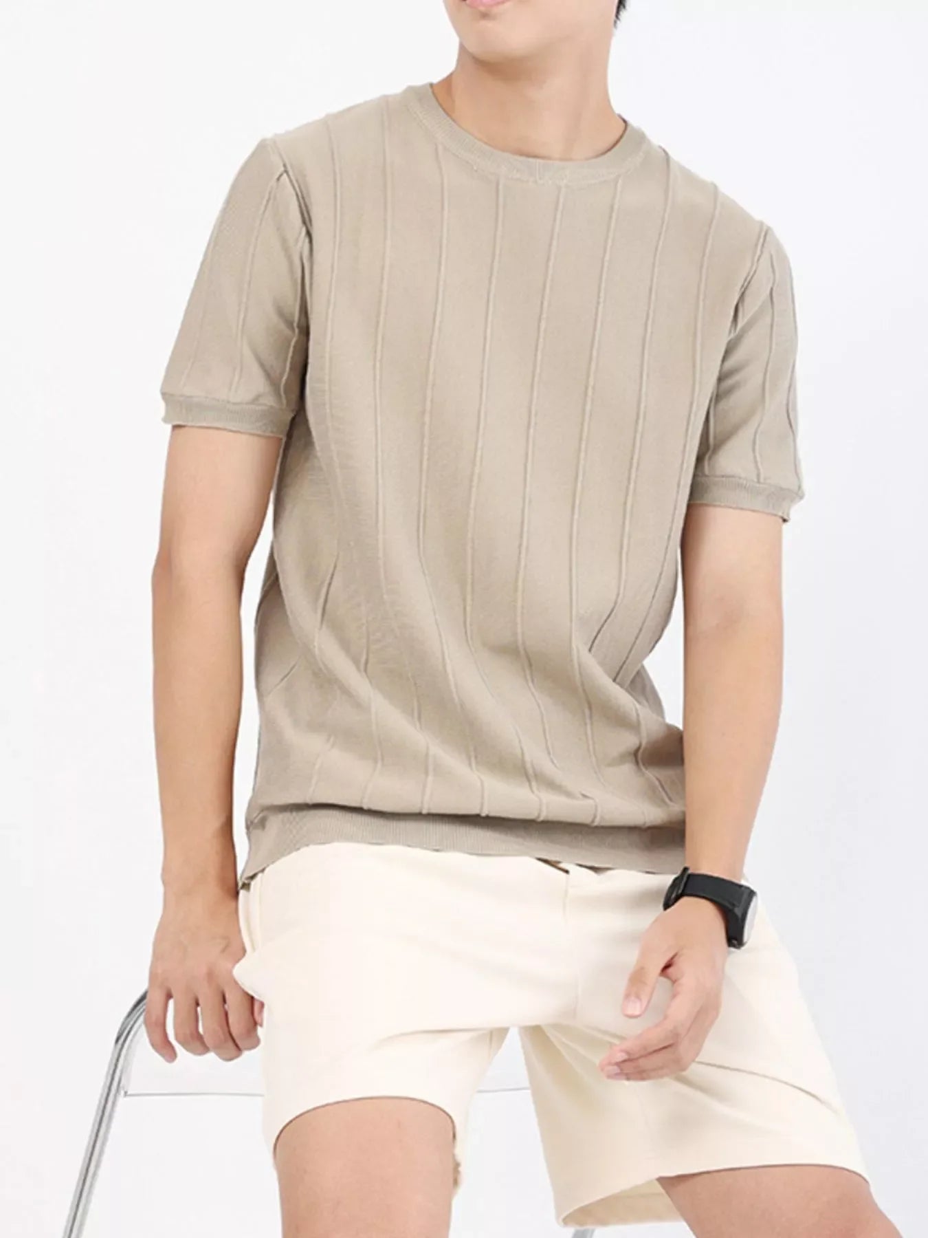 Men's Plus Size Textured Short Sleeve T-Shirt