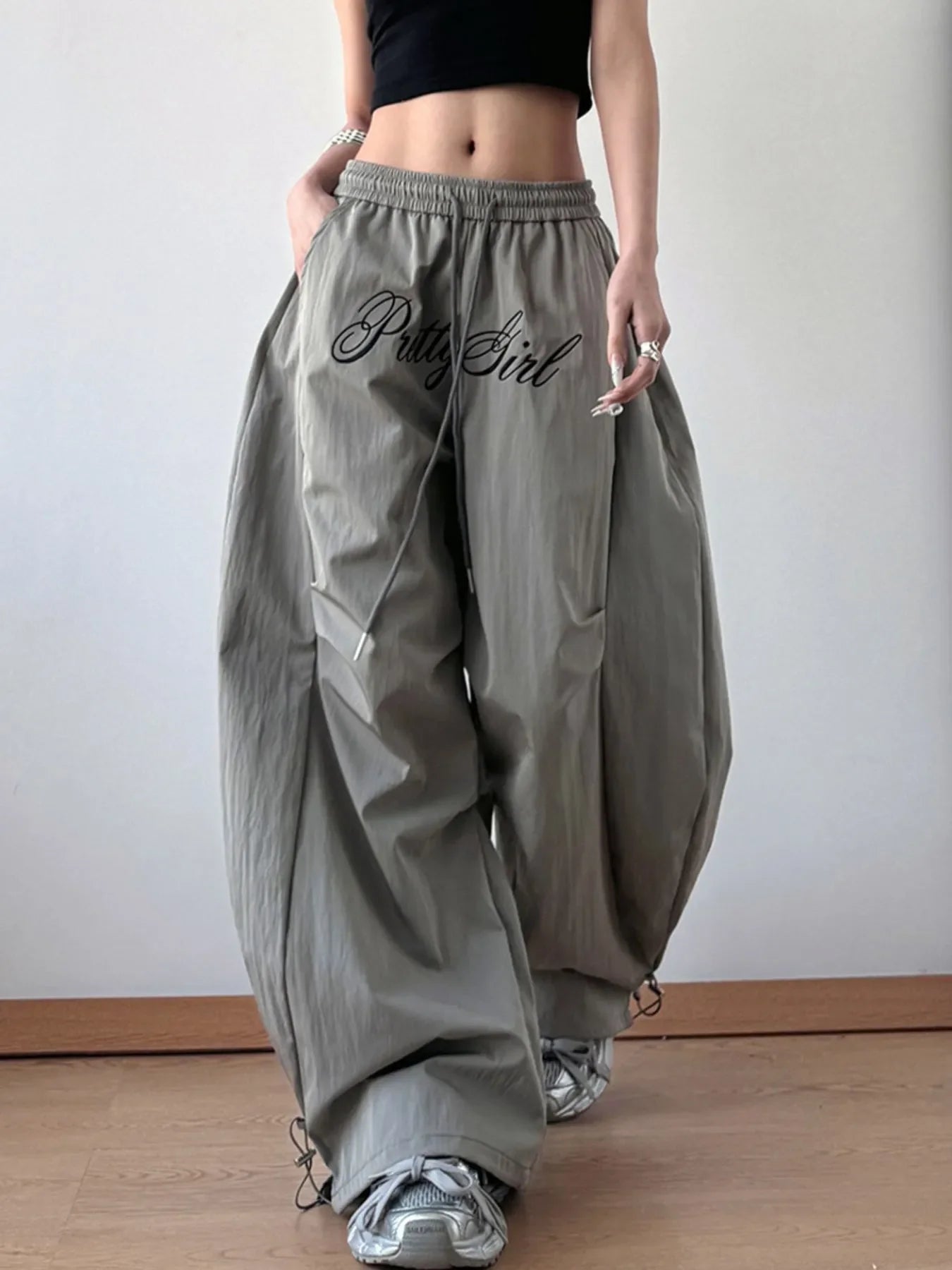 Drawstring Oversized Wide Leg Casual Pants