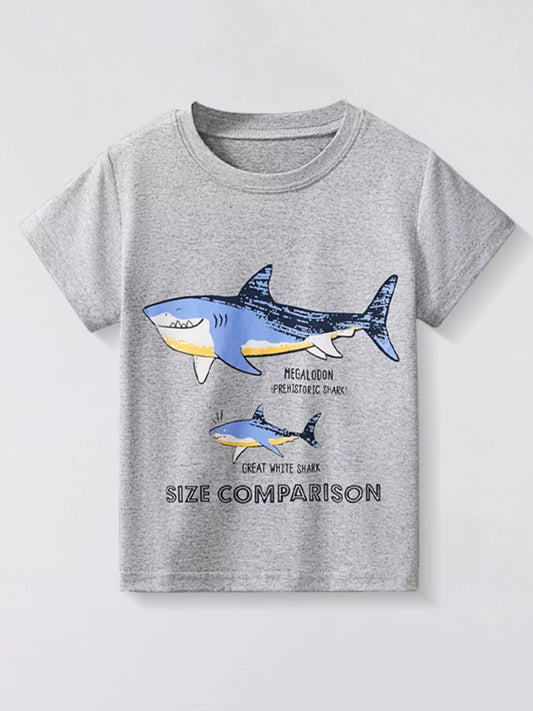 Children's Shark Size Comparison Graphic T-Shirt