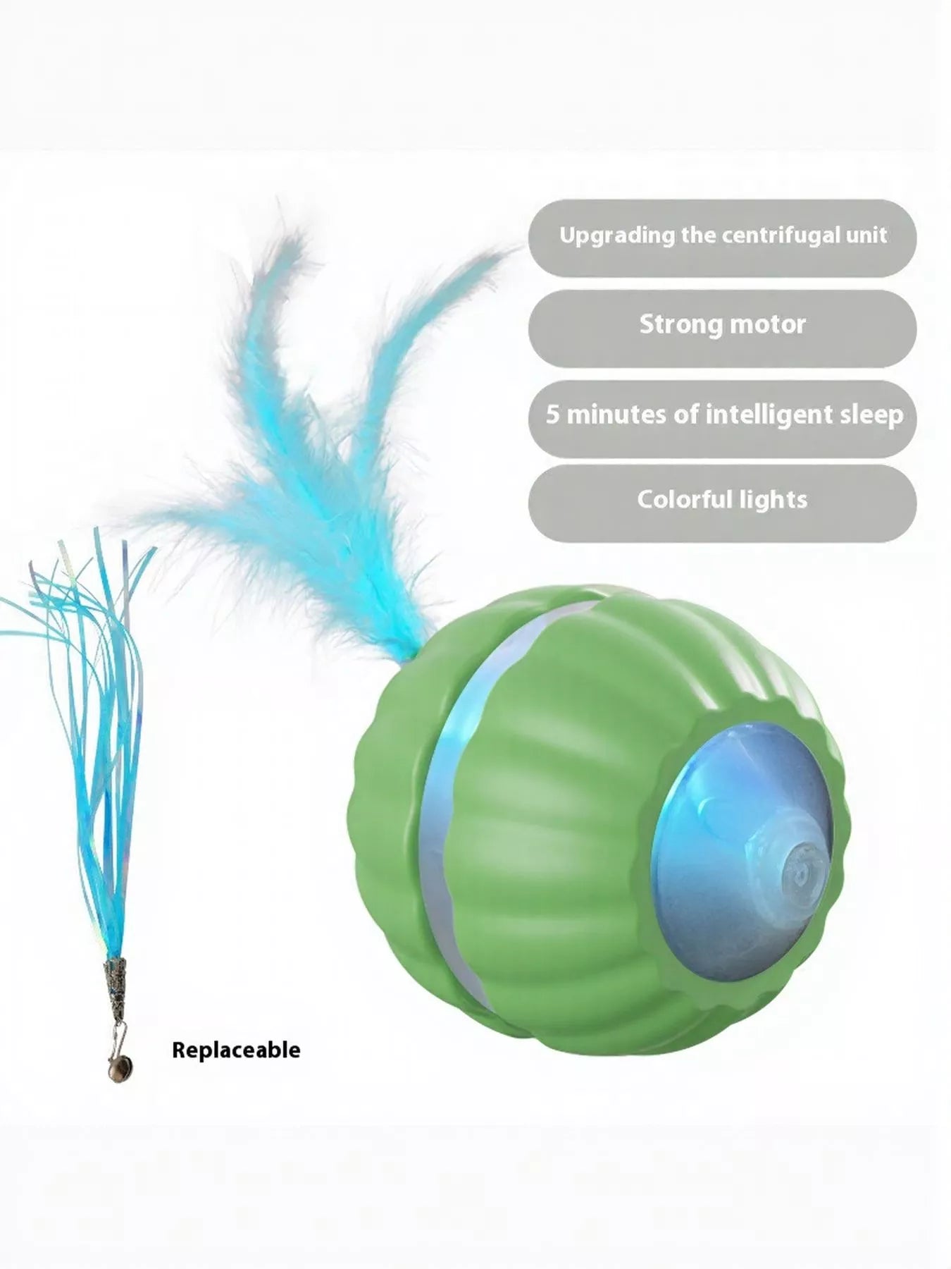 Interactive LED Sound Ball with Feather Teaser