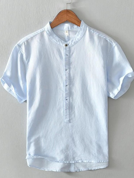 Men's Full Size Casual Button Detail Short Sleeve Blouse Plus Size
