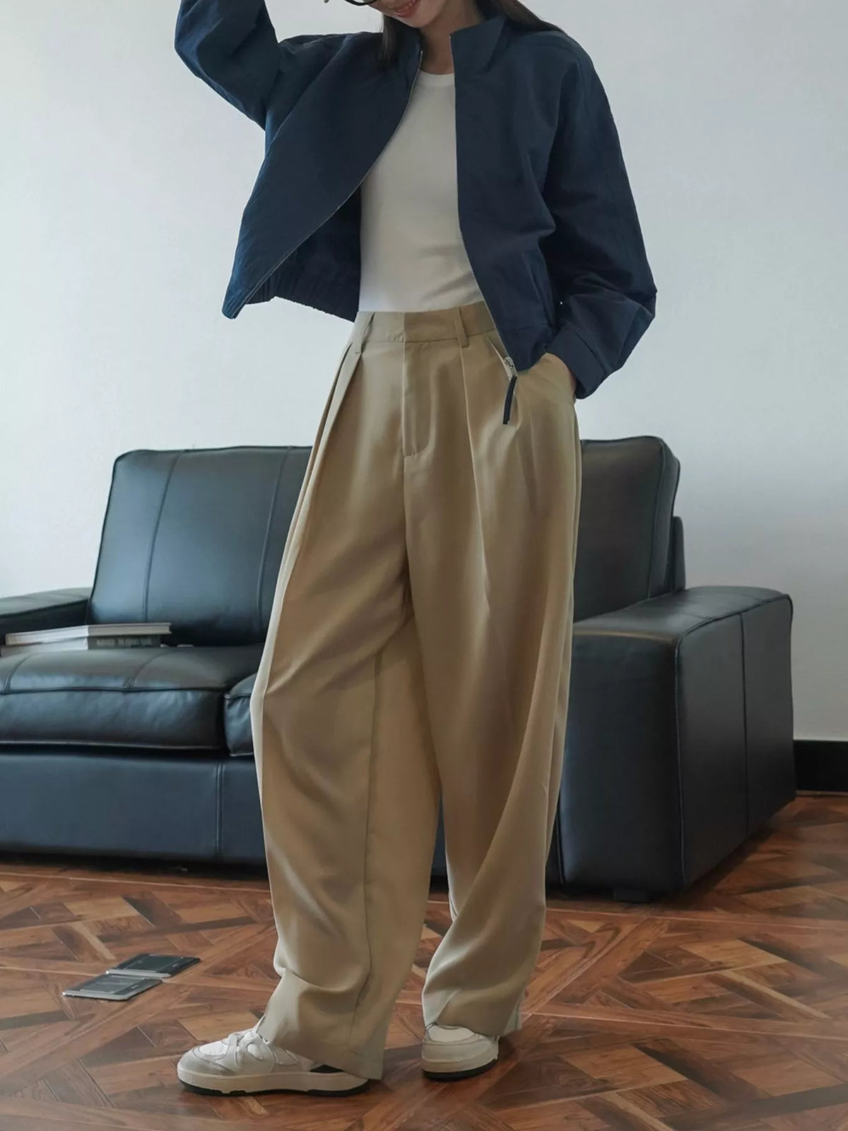 High-Waisted Pleated Wide-Leg Pants