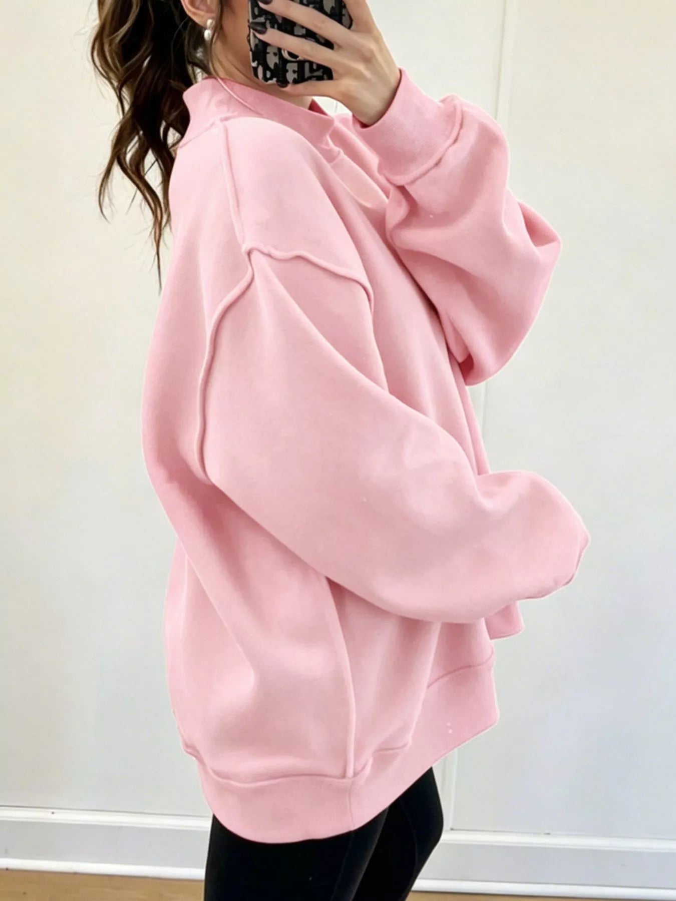 Mock Neck Dropped Shoulder Sweatshirt
