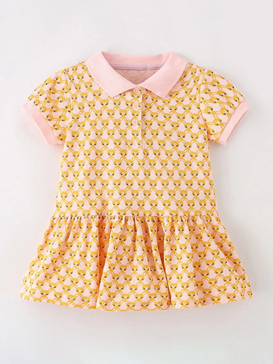 Children's Polo Collar Short Sleeve Dress