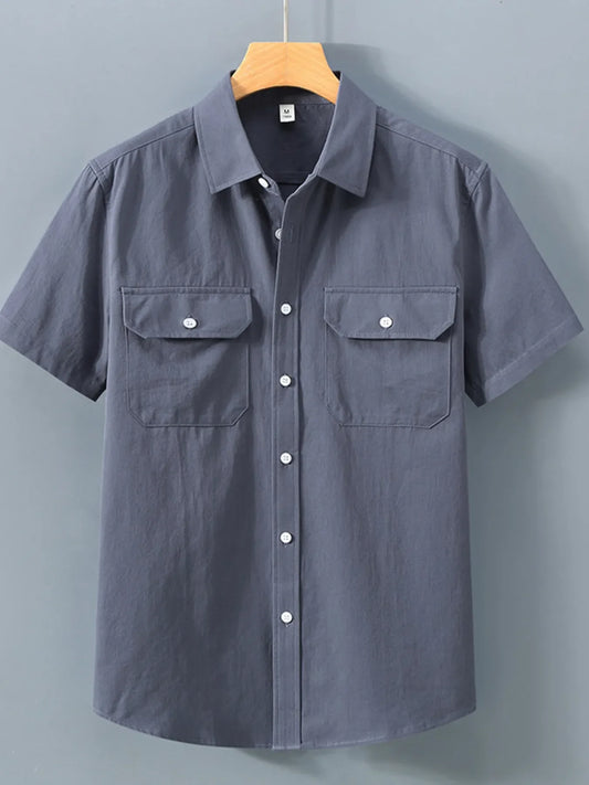 Men's Plus Size Button Up Short Sleeve Shirt