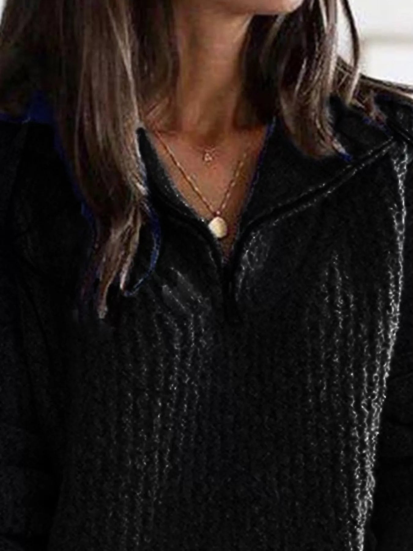 Full Size Half-Zip Textured Sweater Plus Size