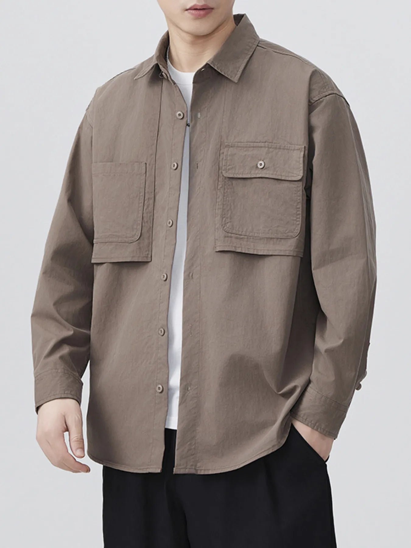 Men's Plus Size Button Up Long Sleeve Shirt