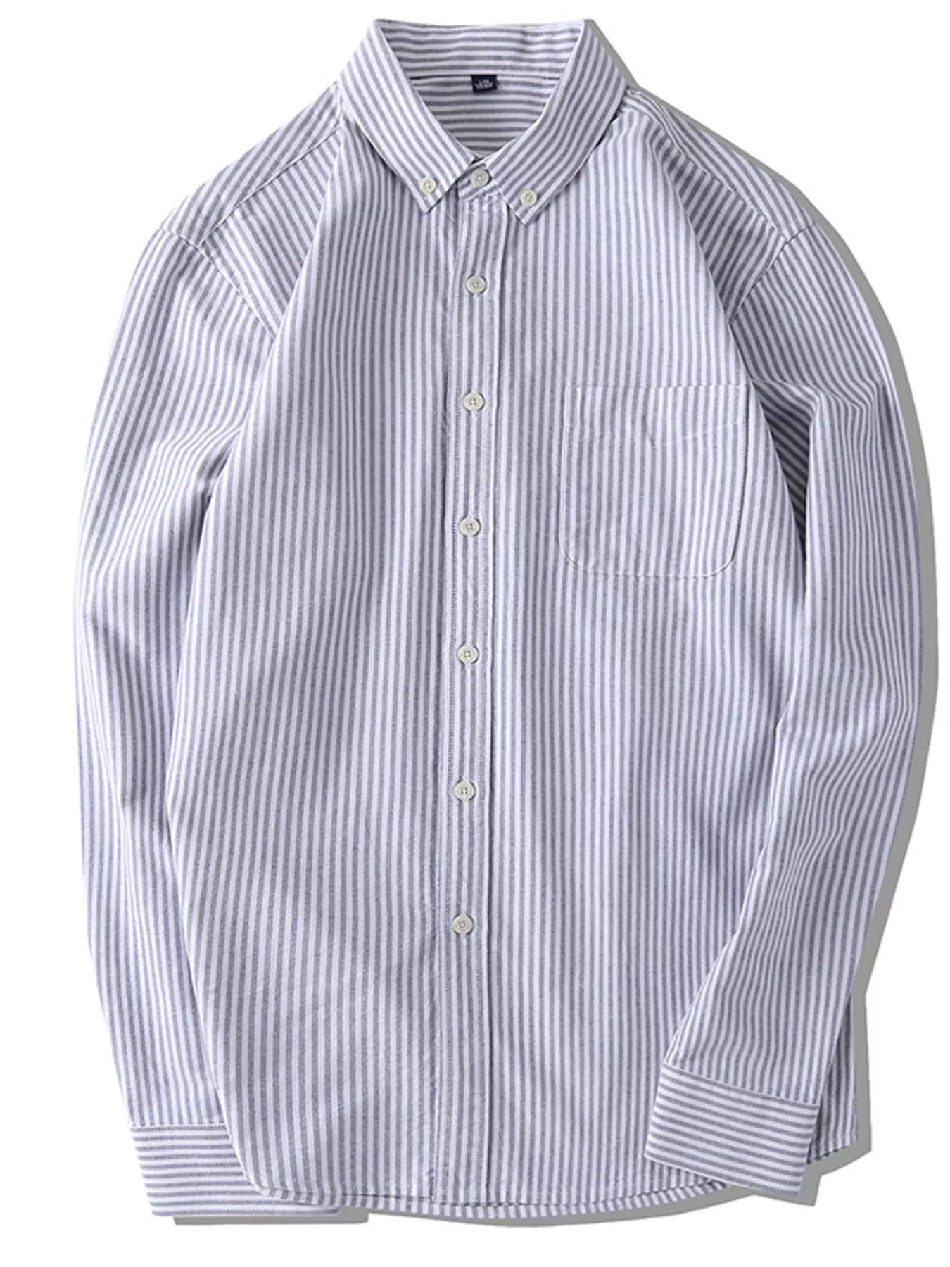 Men's Full Size Striped Button-Down Shirt Plus Size