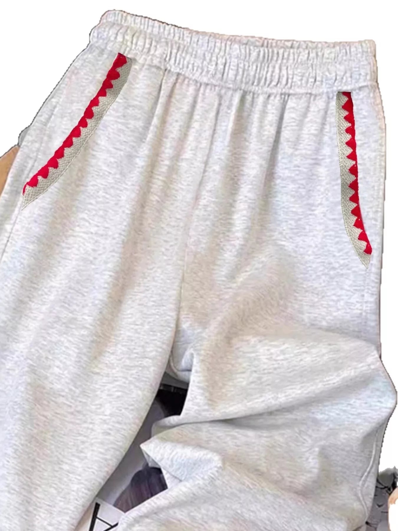 Casual Loose Fit Embroidered Trim Pants