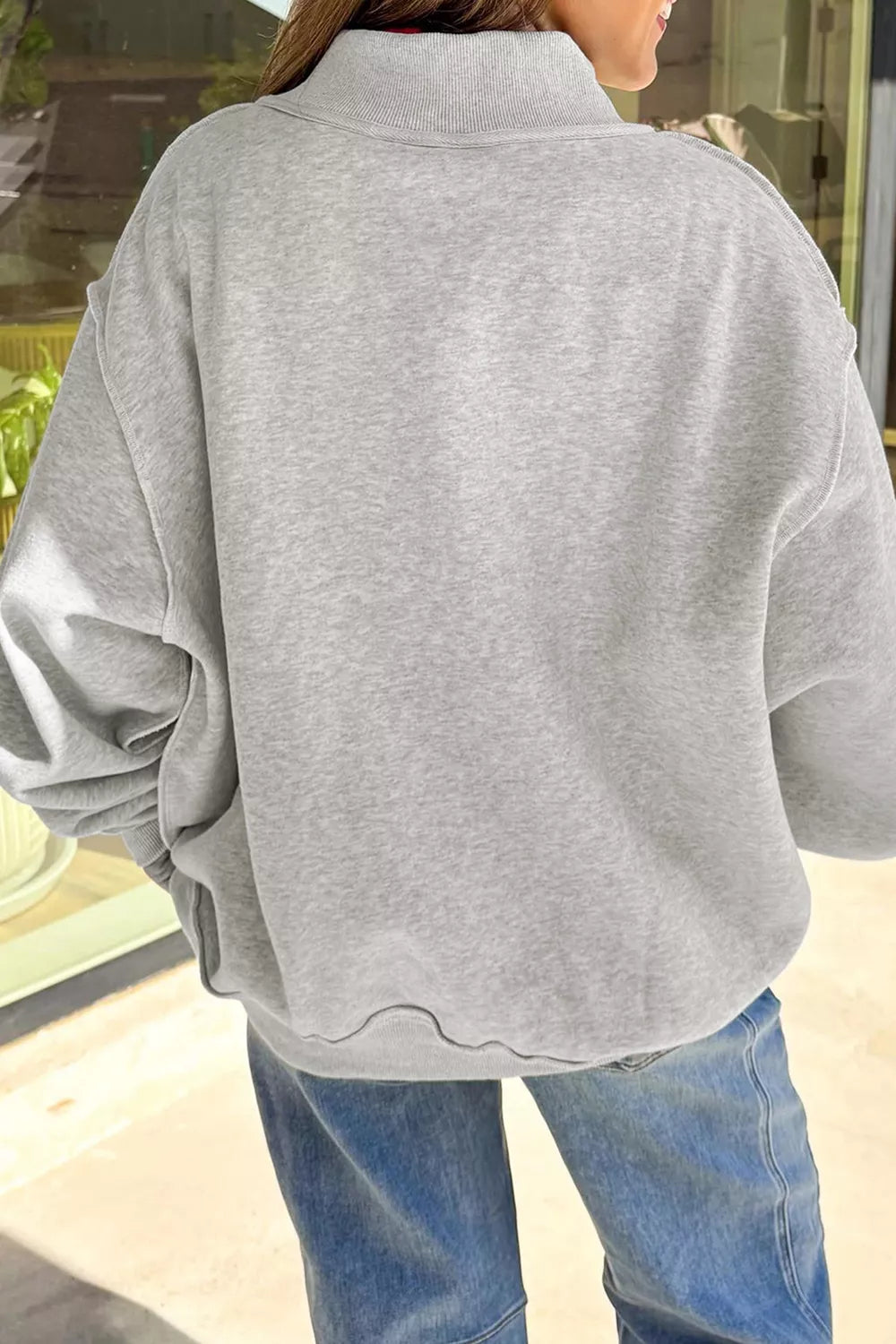 Mock Neck USA Slogan Graphic Sweatshirt