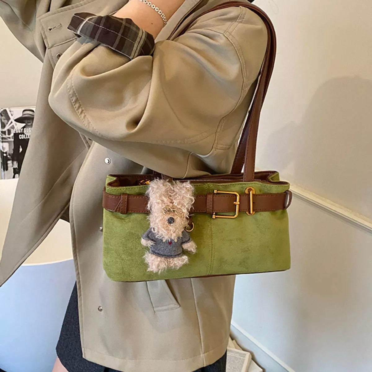Buckle Decor Shoulder Bag