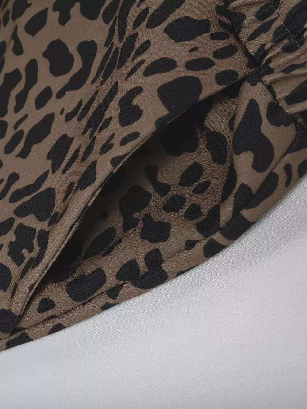 Leopard Drawstring Wide Leg Pants