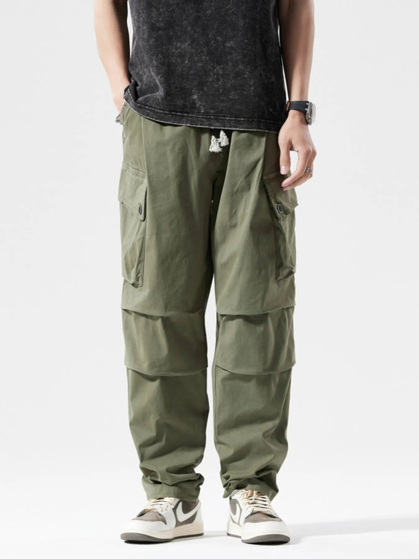 Men's Full Size Loose Fit Multi-Pocket Cargo Pants Plus Size