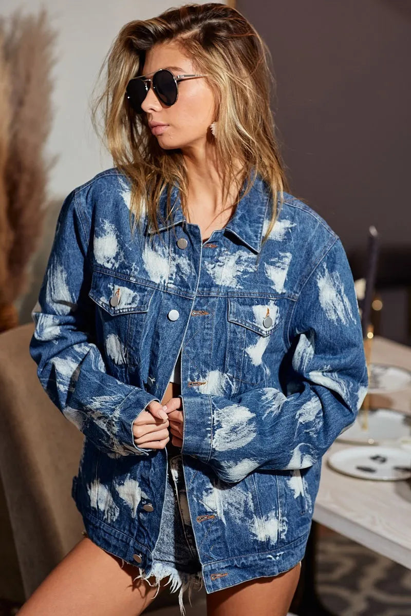 BiBi Washed Tie Dye Denim Jacket