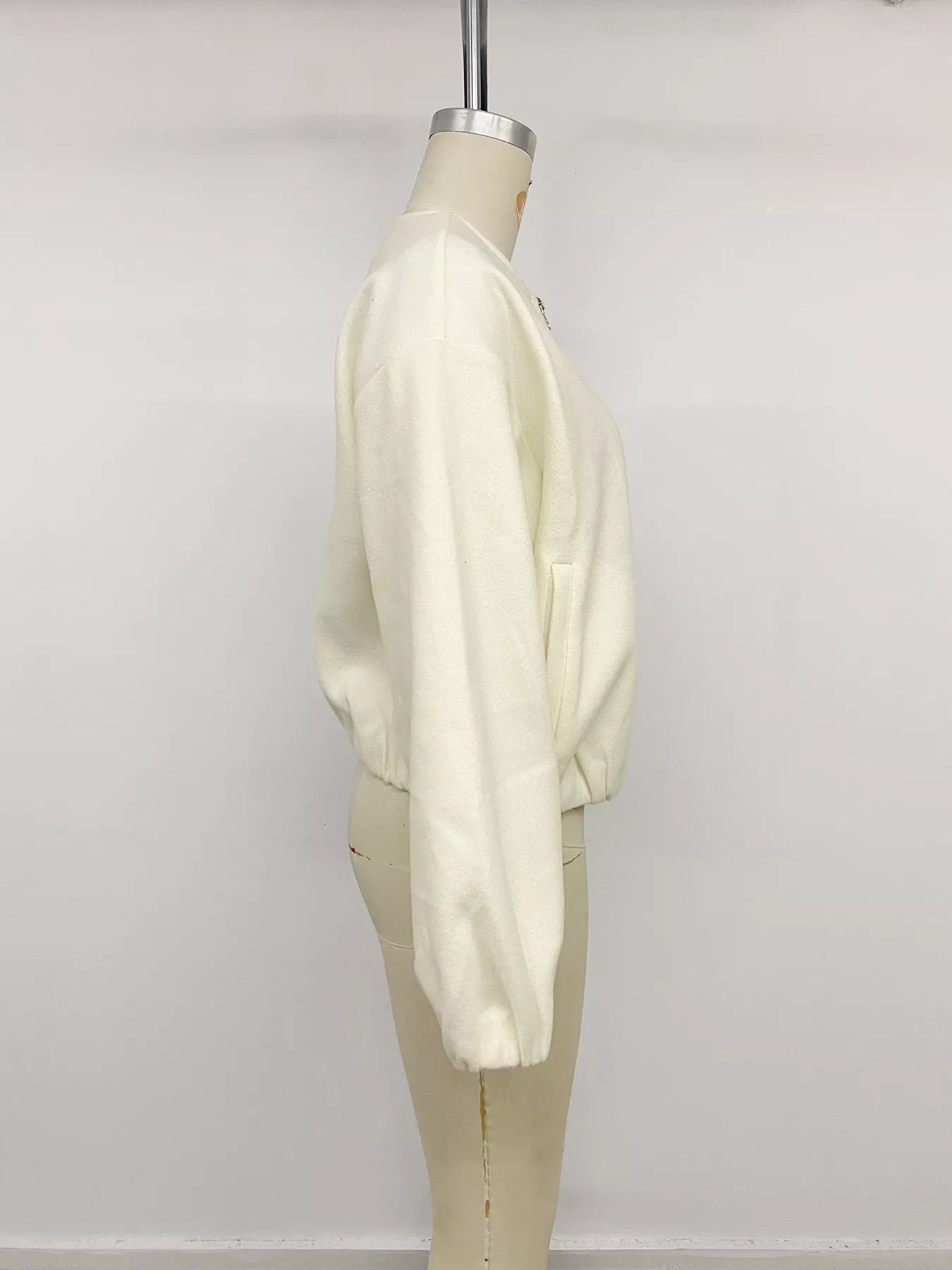 Fleece Bomber Jacket with Zipper Closure