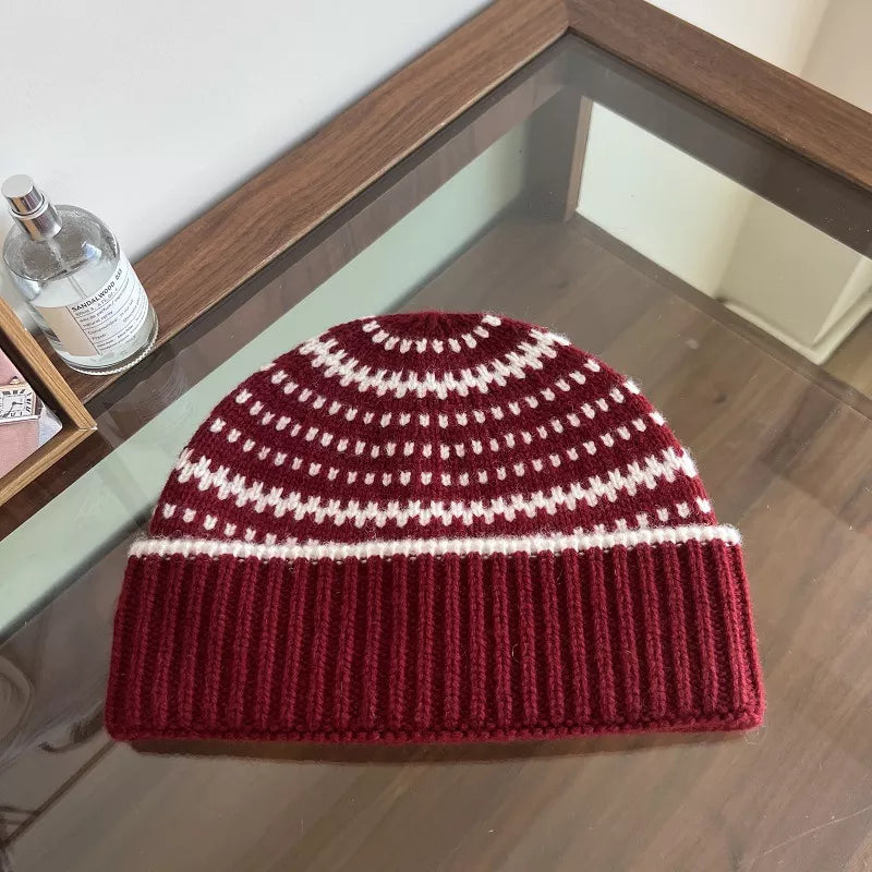 Wool Striped Warm Knit Hat