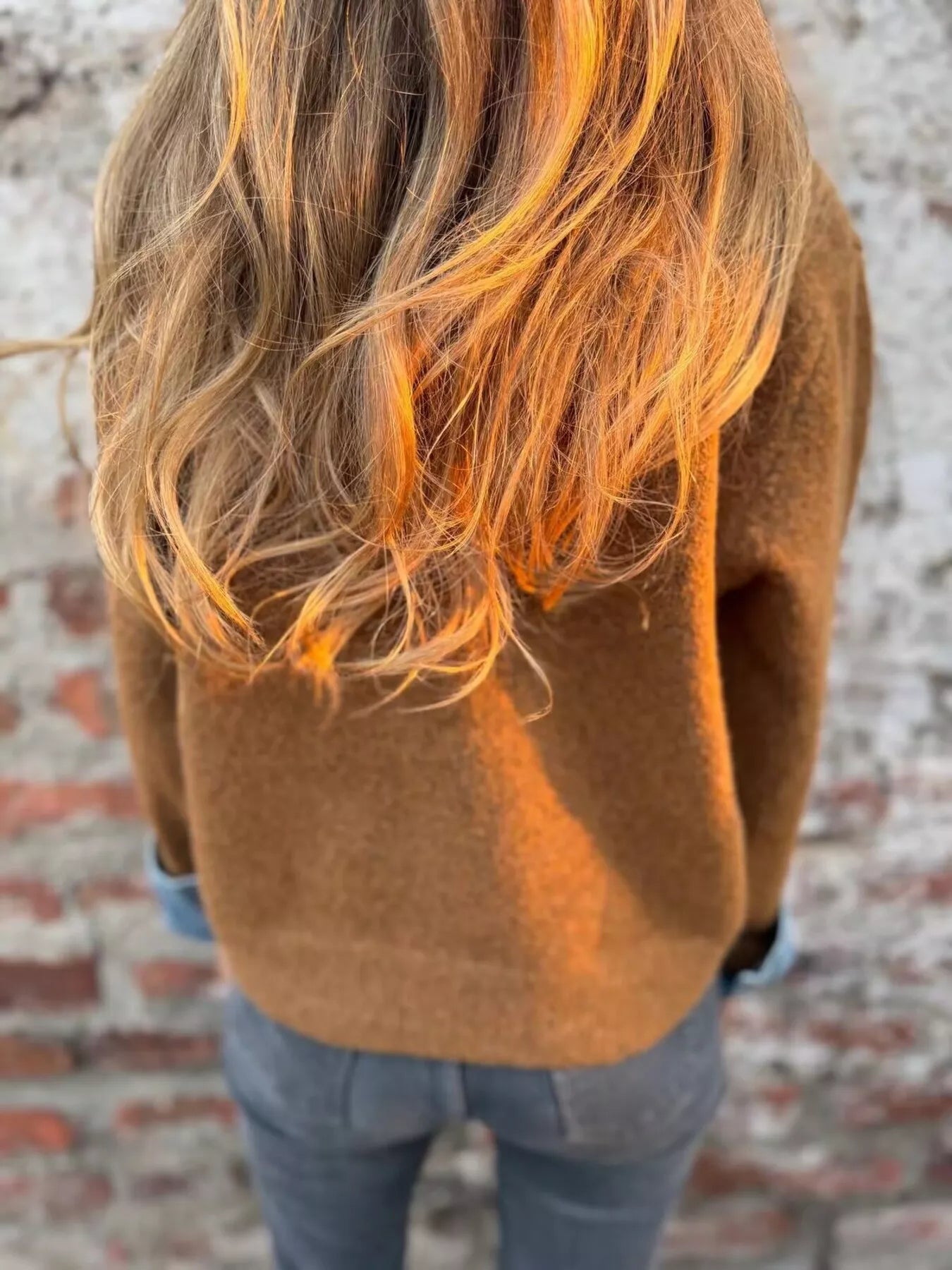 Contrast Denim Trimmed Sweater Cardigan