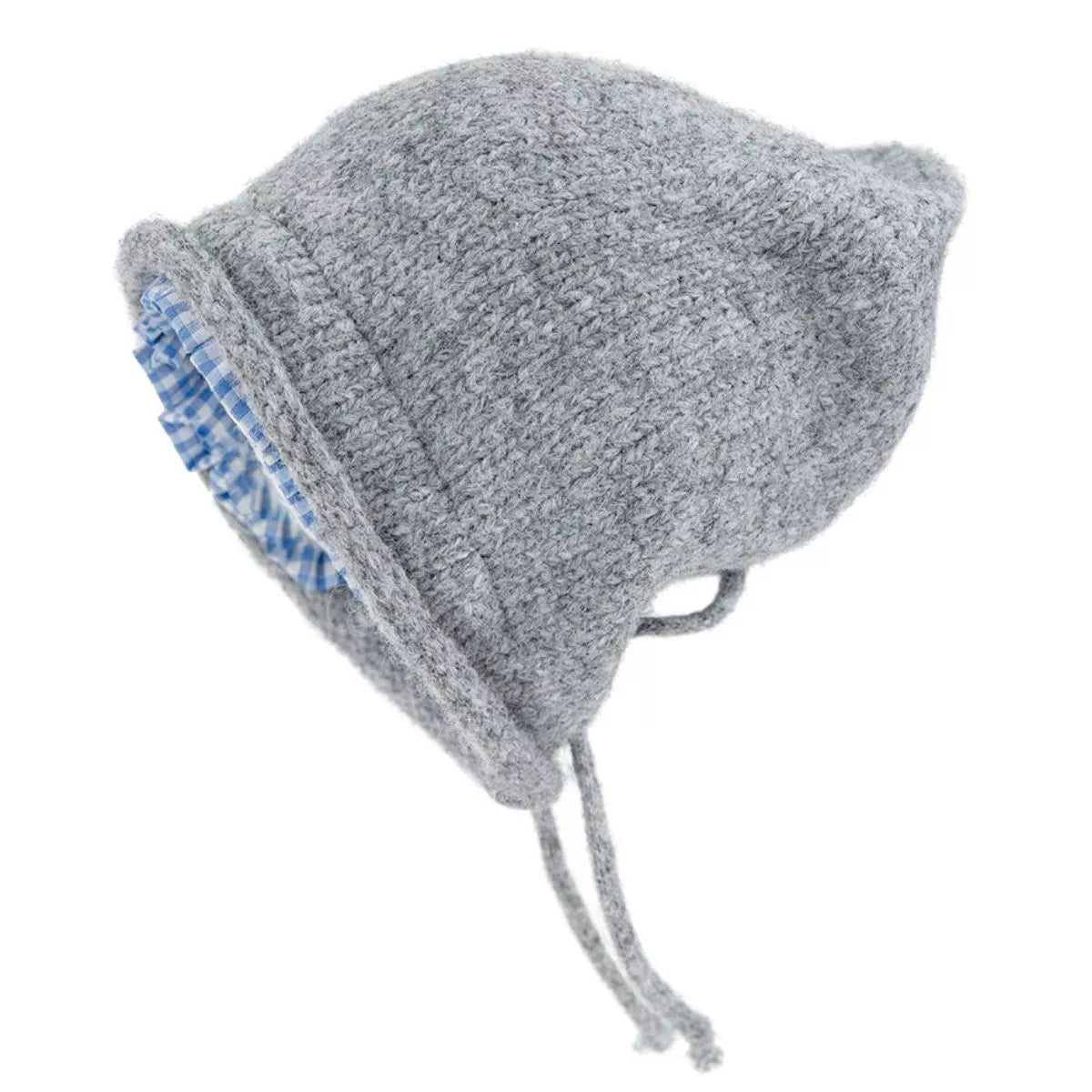 Plaid Trim Knit Hat