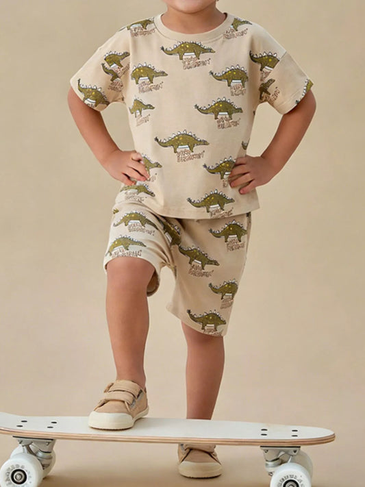 Children's Dinosaur Print Tee and Shorts Set