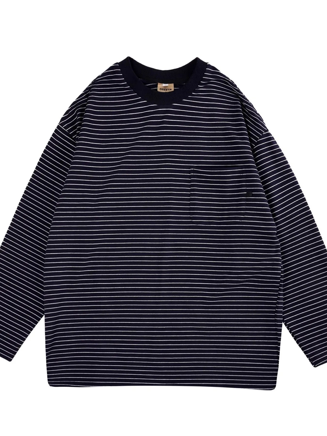 Men's Oversized Striped Long Sleeve T-Shirt