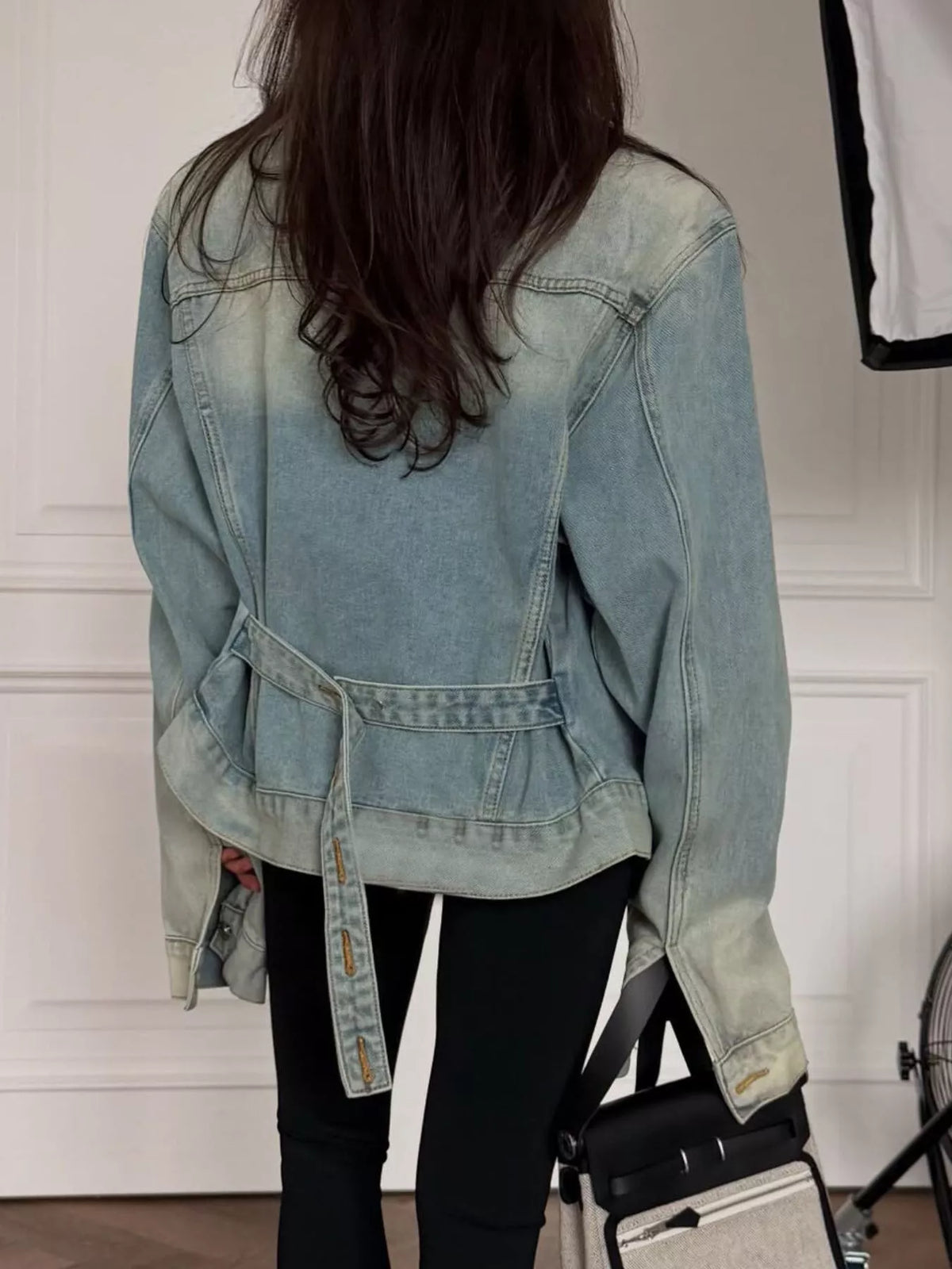 Vintage Wash Belted Denim Jacket