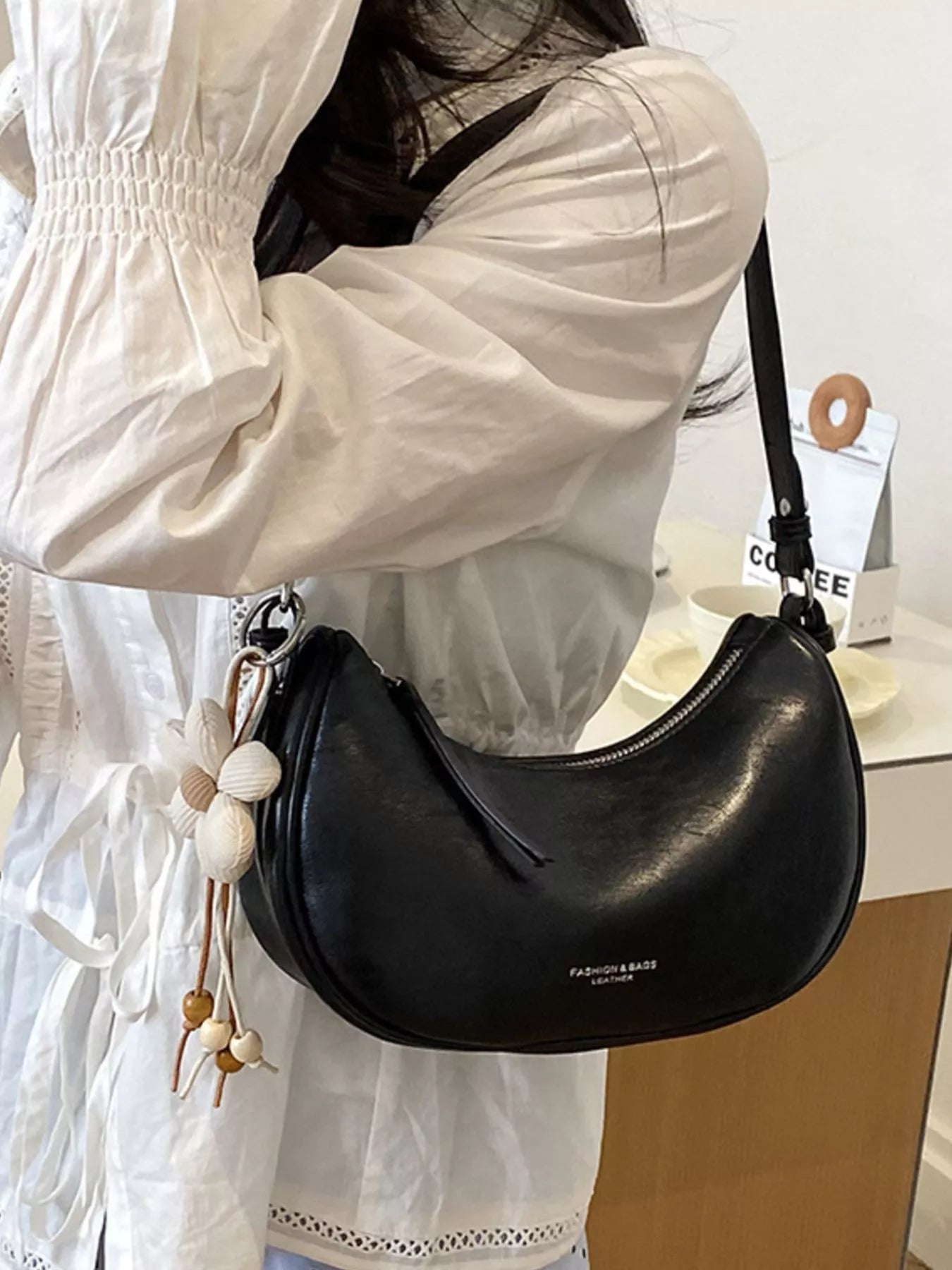 PU Leather Crescent Shoulder Bag