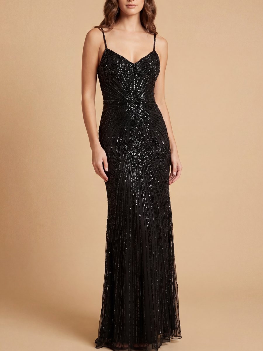 Detachable Straps Beaded Gown | 9921