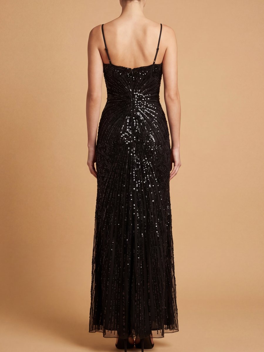 Detachable Straps Beaded Gown | 9921