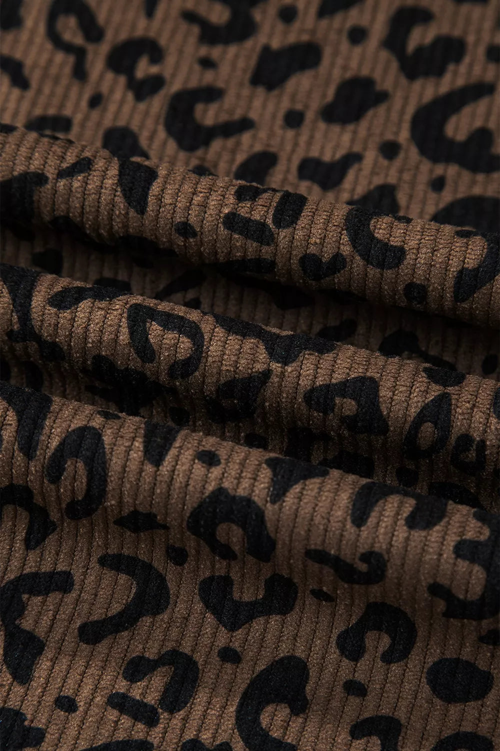 Leopard Print Elastic High Waist Loose Corduroy Pants
