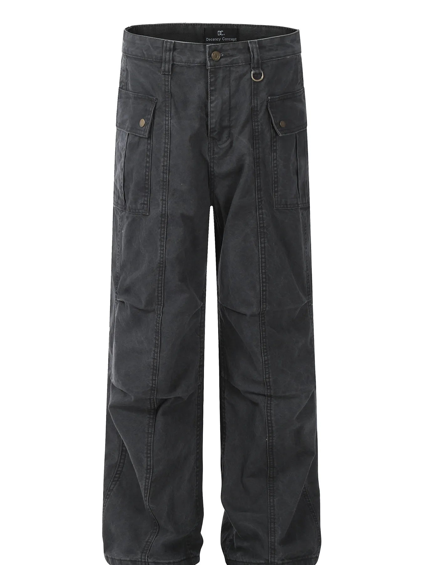 Men's Straight Cargo Jeans with Ruched Detail