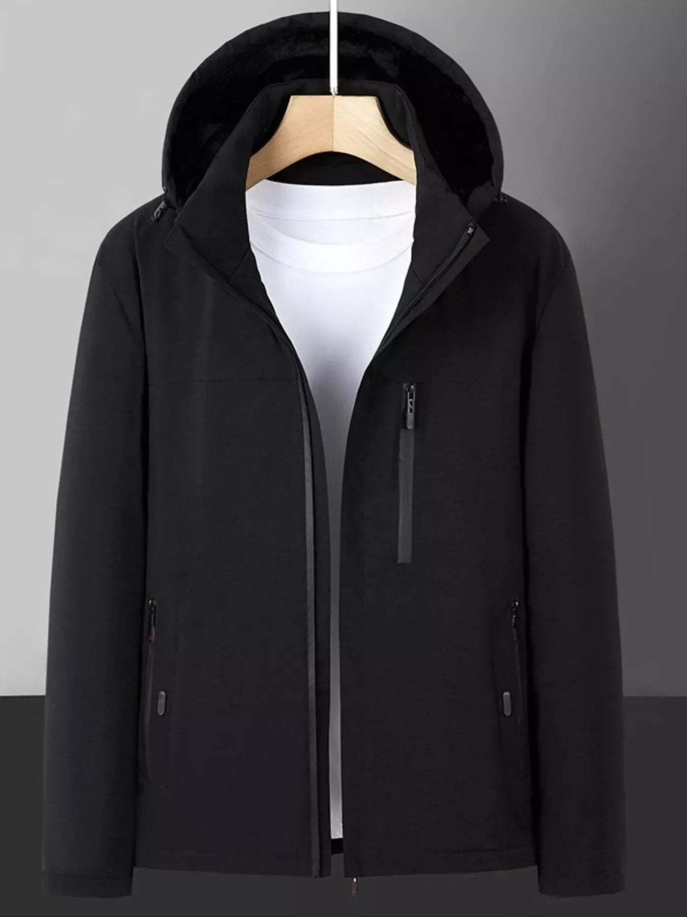 Men's Plus Size Warm Fleece Lined Hooded Winter Coat
