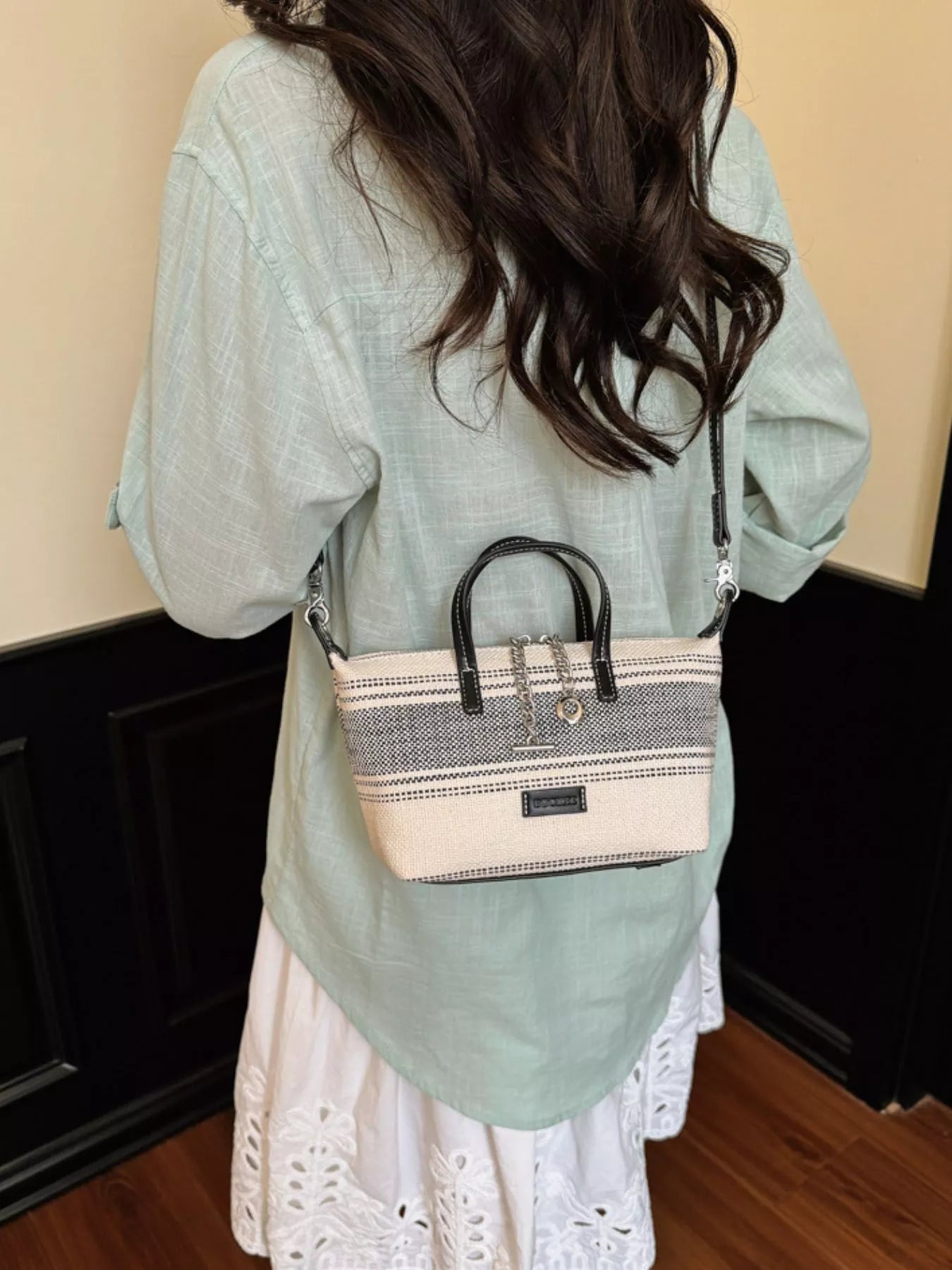 Striped Canvas Crossbody Bag