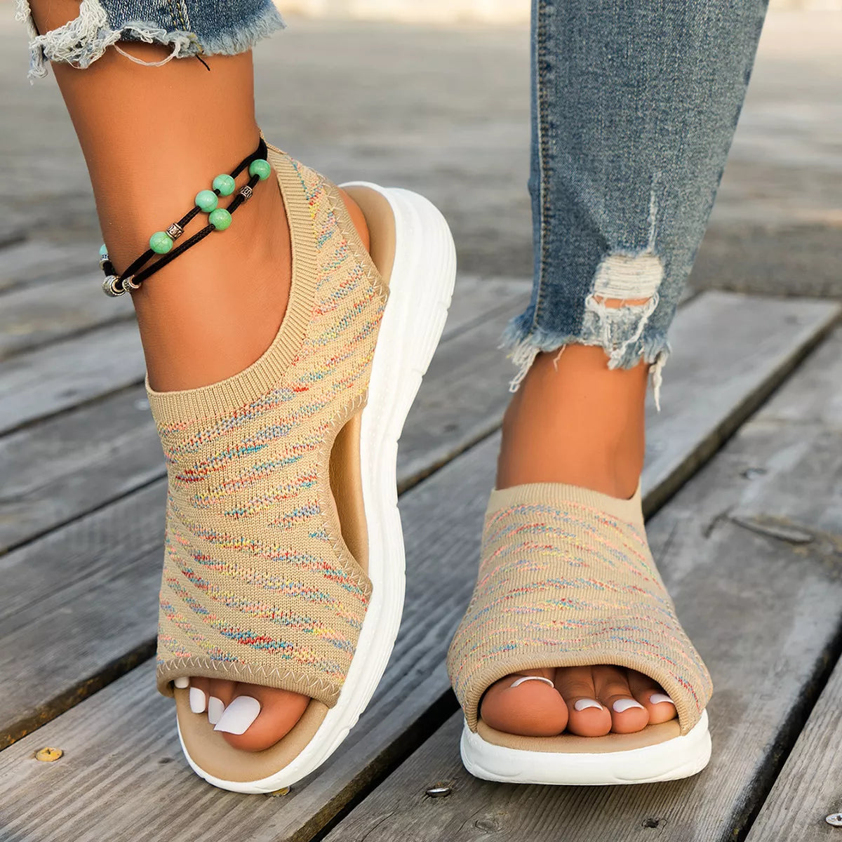 Peep Toe Flats Sandals