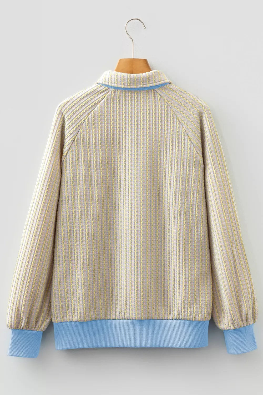Button Front Jacquard Henley Sweatshirt