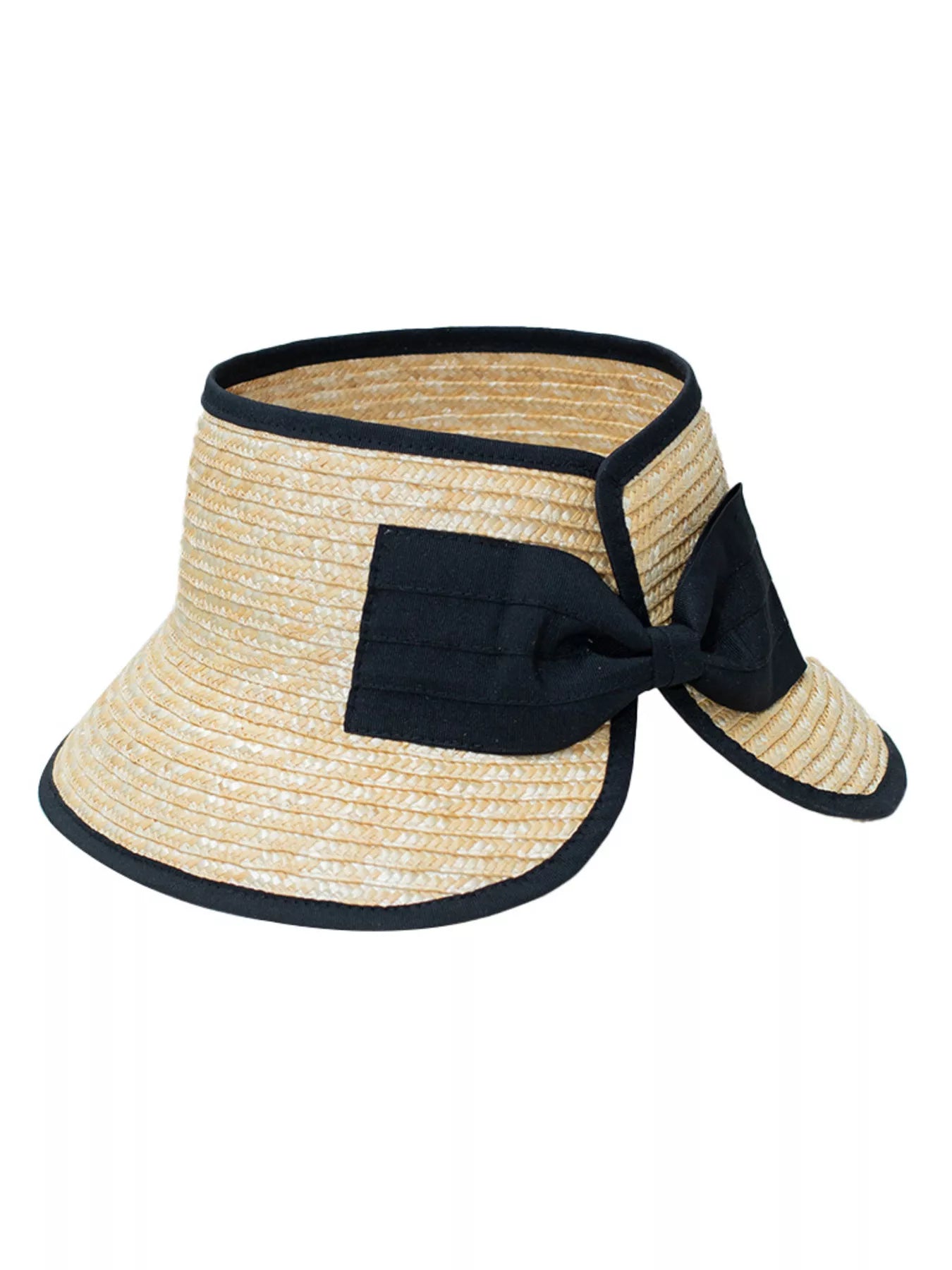 Straw Sun Visor Hat with Bow