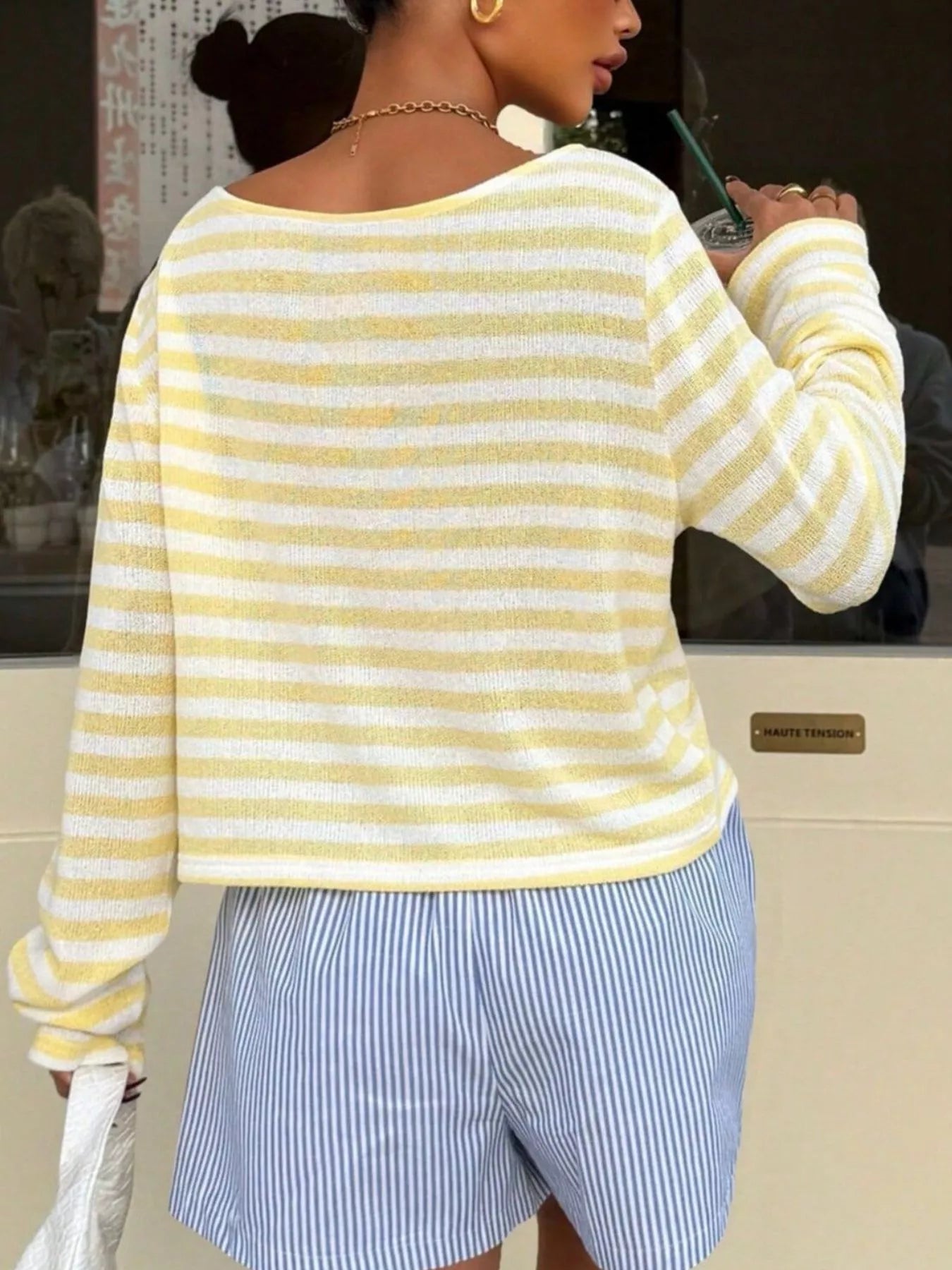 Striped Boat Neck T-Shirt
