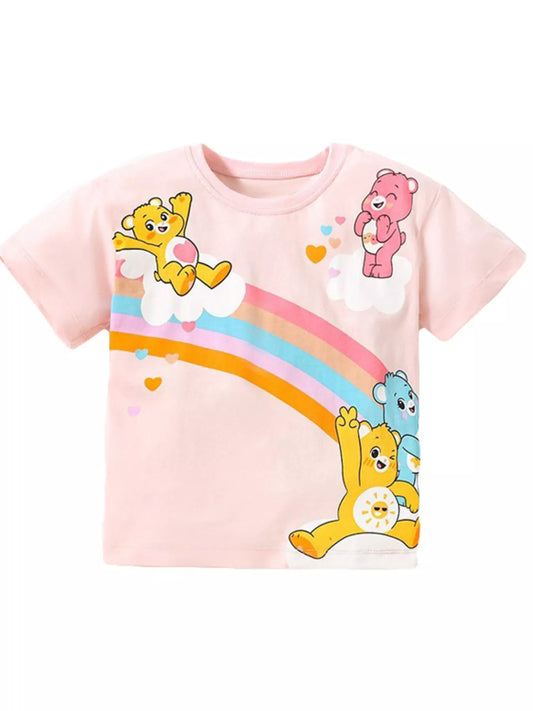 Children's Bears Rainbow Graphic Round Neck T-Shirt