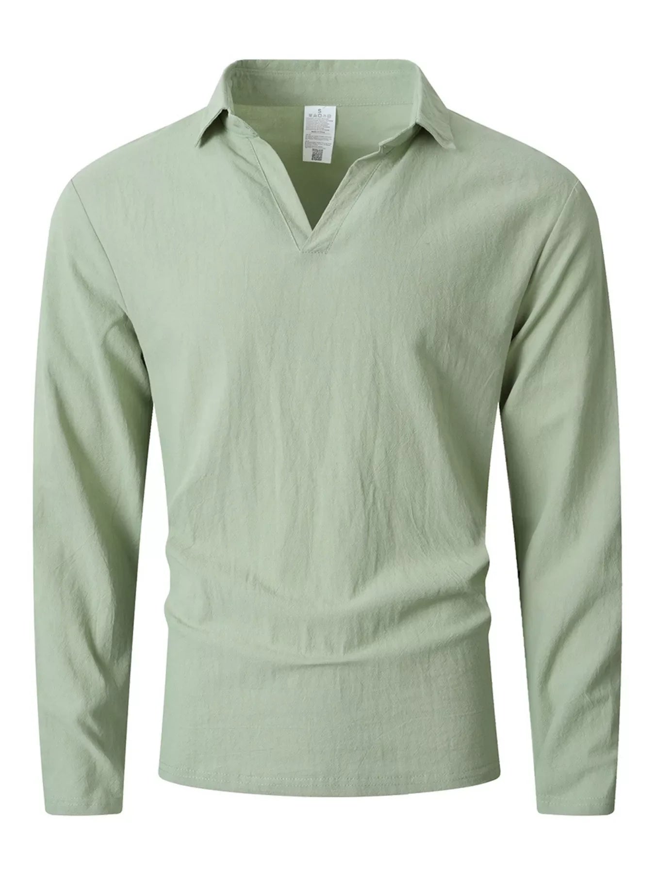 Men's Full Size Casual Long Sleeve Linen-Blend Shirt Plus Size