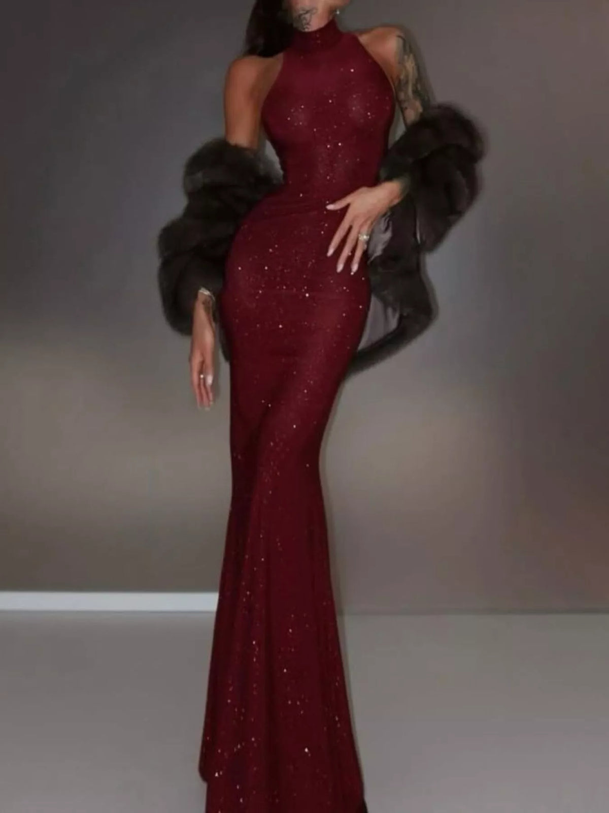 Sequin Sleeveless Maxi Dress